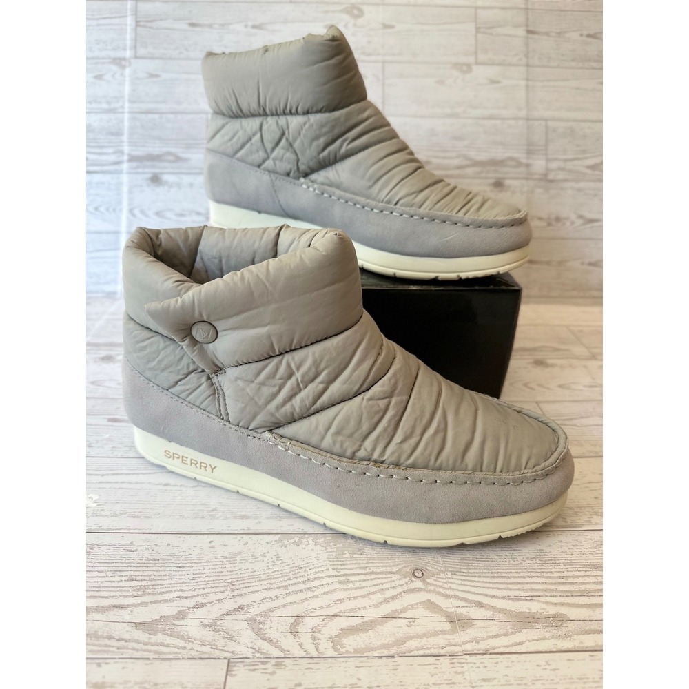 Sperry Puffer Boots Womens 11 Grey Suede Quilted STS87982 Gorpcore